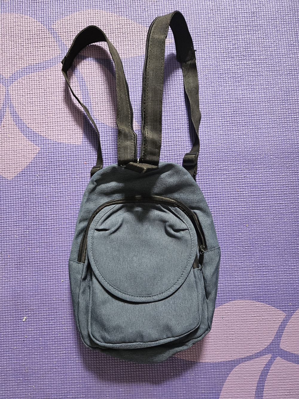Womens Small Blue Canvas Sling Backpack - Casual Everyday Bag